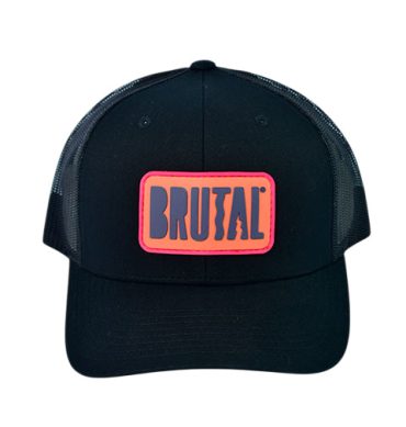 GORRA NEGRA LOGO NARANJA Y MORADO