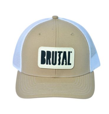 GORRA BEIGE LOGO BLANCO Y NEGRO